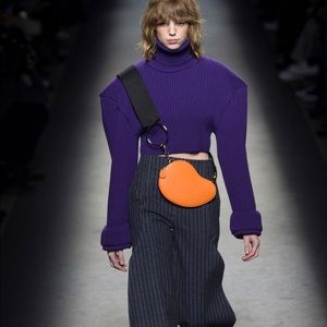 Jacquemus cropped ribbed navy turtleneck sweater